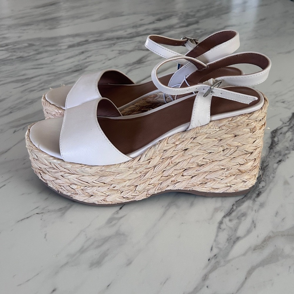 Universal Thread Alisha White Espadrille Platform Wedge Sandals Womens 7.5 NEW